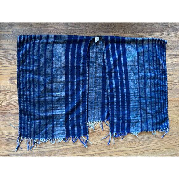 WOOLRICH Blue Gray Stripe Coverall Shawl Throw Wrap Shrug Top  Women's One Size - Picture 3 of 8